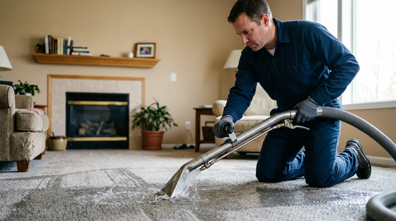 Water damage restoration technician working near Frisco, NC